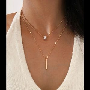 New Two Separate Pieces Bar and Rhinestone Necklace